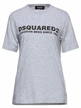 DSQUARED2 Light Gray Logo Tee with Speckle Detail